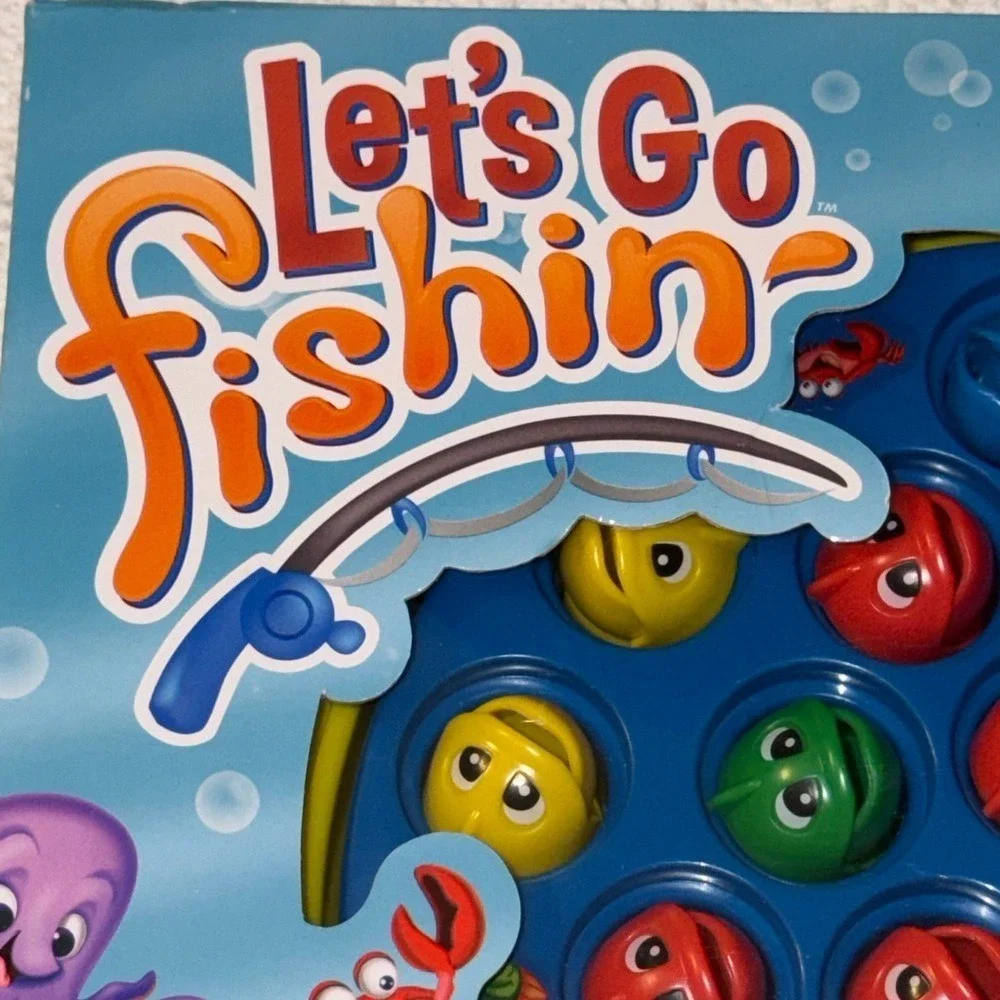 Pressman Let's Go Fishin' Game with Bonus Go Fish Card Game 21 Fish 4 Poles NEW